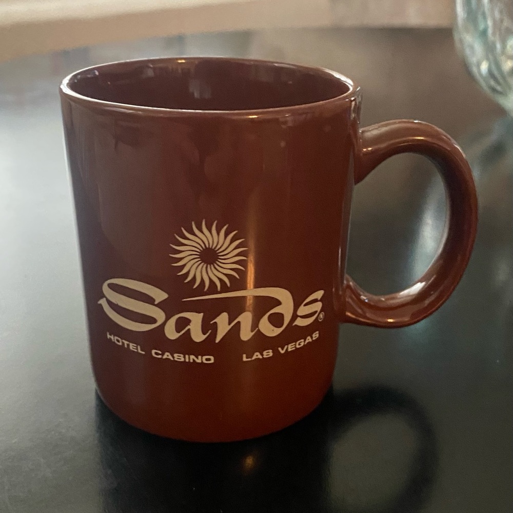Vintage Sands Hotel Casino Las Vegas Brown Ceramic Coffee Mug. Like new